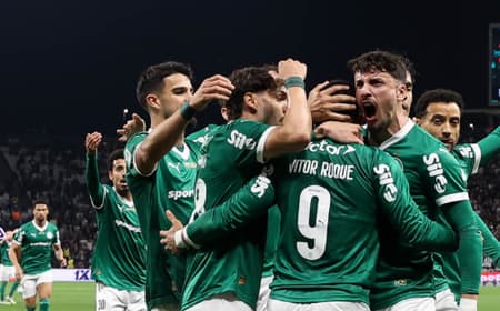 Jogadores do Palmeiras comemoram gol marcado