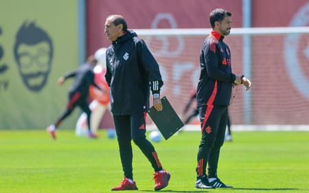 Ramón Díaz e Emiliano Díaz, técnico e auxiliar do Internacional