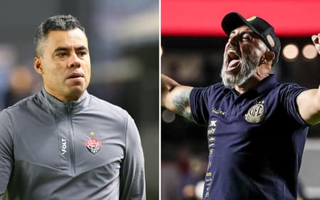 Jair Ventura e Rafael Guanaes se enfrentam neste sábado (Fotos: Mauricio De Souza/Agif/Gazeta Press e Caio De Sousa/Pera Photo Press)