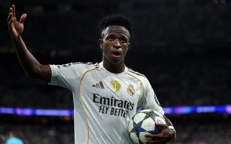 Vini Jr em ação pelo Real Madrid contra a Juventus, pela Champions League