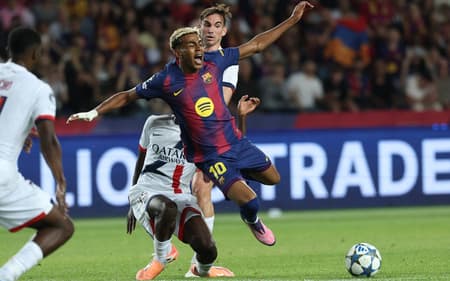 Yamal em ação pelo Barcelona contra o PSG, na Champions League