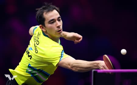 Hugo Calderano no WTT de Montpellier 2024 (Foto: World Table Tenis)