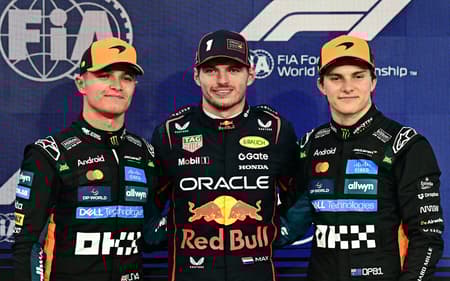 Top-3 para a largada do GP de Abu Dhabi de F1 (Foto: Giuseppe CACACE / AFP)