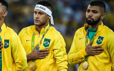 Gabigol e Neymar foram campeões olímpicos em 2016 com a Seleção Brasileira. (Foto: Glaucon Fernandes/Agência Eleven/Gazeta Press)