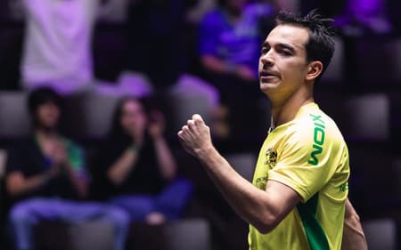 Hugo Calderano é eliminado por Kanak Jha no WTT Champions de Montpellier (Foto: Divulgação / WTT)