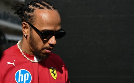 Ferrari's British driver Lewis Hamilton arrives for the practice session for the United States Formula One Grand Prix at the Circuit of the Americas in Austin, Texas, on October 17, 2025. (Photo by Jim WATSON / AFP)