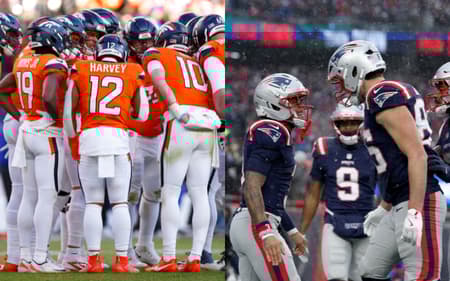 Denver Broncos e New England Patriots farão a final da AFC (Fotos: Matthew Stockman/AFP e Winslow Townson/AFP)
