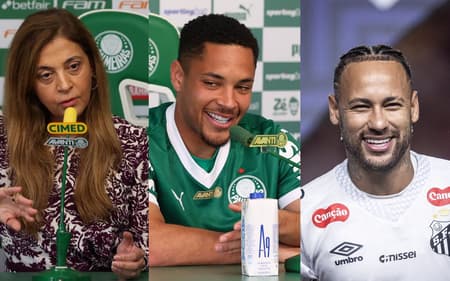 Leila Pereira, Vitor Roque e Neymar (Fotos: Cesar Greco/Raul Baretta)