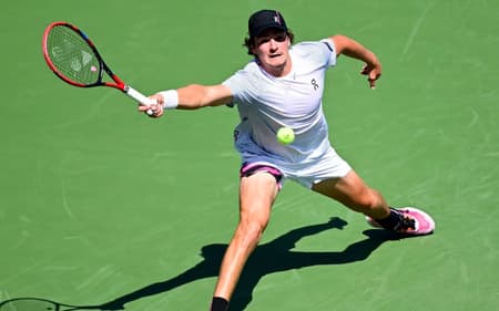 João Fonseca na vitória na estreia do US Open (Foto: Mike Lawrence/USTA)