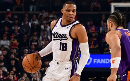 Russell Westbrook em jogo entre Sacramento Kings e Phoenix Suns na NBA (Foto: Kate Frese/NBAE via Getty Images/AFP)