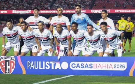 São Paulo perfilado antes de enfrentar o Primavera (Foto: Gessica Pacheco/Pera Photo Press)