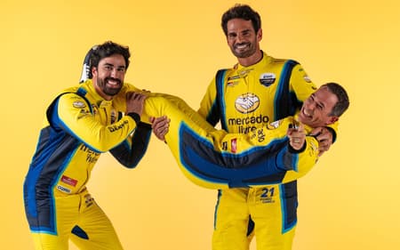 Hélio Castroneves, Cesar Ramos e Thiago Camilo formam a equipe Mercado Livre Racing (Foto: José Mário Dias/Mercado Livre Racing)