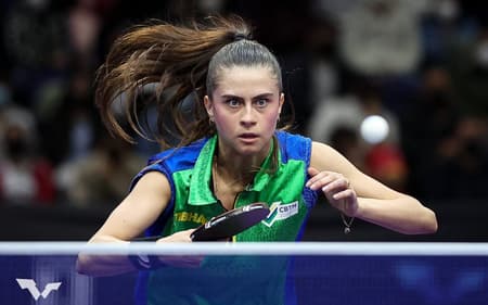 Bruna Takahashi no WTT Commander de Lima 2025 (Foto: World Table Tenis)