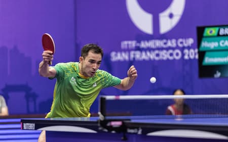 Hugo Calderano na Copa América de tênis de mesa 2026 (Foto: ITTF Americas)