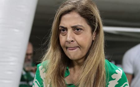 A presidenta Leila Pereira, durante partida entre Palmeiras e Fluminense,