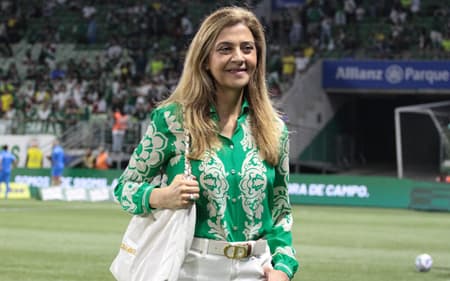 A presidenta Leila Pereira, durante partida entre Palmeiras e Fluminense,