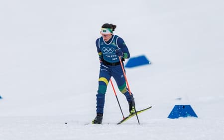 Bruna Moura no treino da equipe Brasileira de Cross Country para a prova de Sprint. Foto: Gabriel Heusi/COB