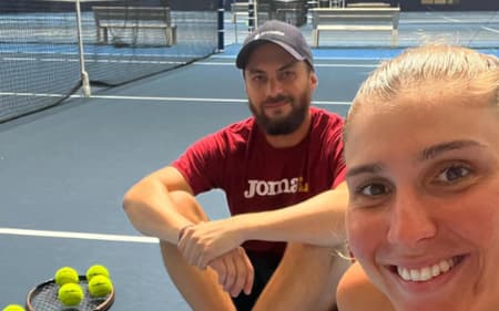 O técnico Rafael Paciaroni e Bia Haddad (Reprodução)