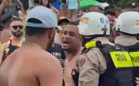 Bryan, ex-Cruzeiro, sendo preso no carnaval (Foto: Reprodução)