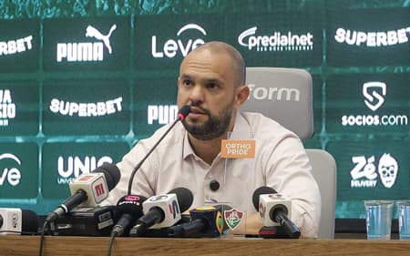 Mattheus Montenegro, presidente do Fluminense, em coletiva (Foto: Marcelo Gonçalves / Fluminense FC)