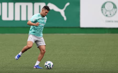 Paulinho durante treinamento do Palmeiras