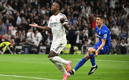 Vini Jr lamenta chance desperdiçada em Real Madrid x Getafe