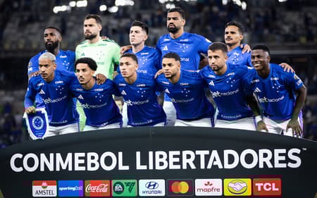Time do Cruzeiro antes de enfrentar a Católica (Foto: Gustavo Aleixo/Cruzeiro)