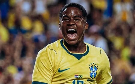 Endrick em ação pela Seleção Brasileira