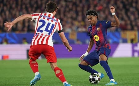 Lamine Yamal em Barcelona x Atletico de Madrid (Foto: Lluis GENE / AFP)