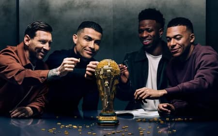 Messi, Cristiano, Vini Jr. e Mbappé em campanha para a Lego