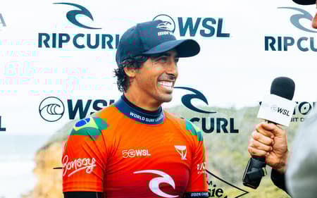 Miguel Pupo competindo na etapa da WSL em Bells Beach 2026 (Foto: WSL / Cait Miers)