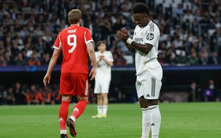 Vini Jr em Real Madrid x Bayern de Munique pela Champions League (Foto: Oscar DEL POZO / AFP)