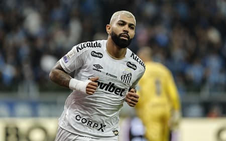 Gabriel Barbosa marcou os dois gols do Santos na vitória diante do Grêmio. (Foto: Roberto Vinicius/AGIF/Folhapress)