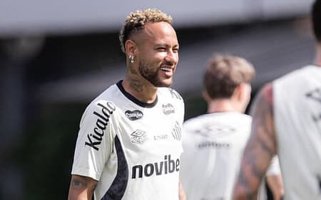 Neymar durante treino do Santos no CT Rei Pelé. (Foto: Raul Baretta/ Santos FC)