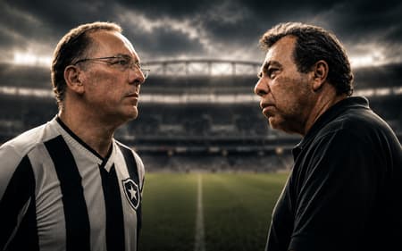 John Textor e Carlos Montenegro -se encarando no estádio Nilton Santos
