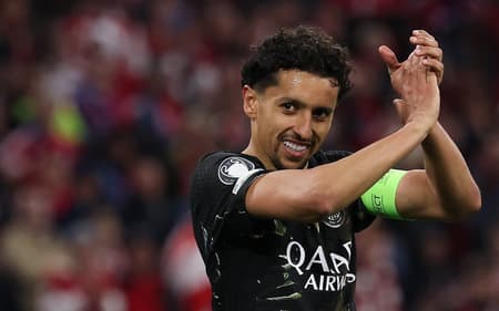 Marquinhos em ação durante Bayern x PSG, pela semifinal da Champions League
