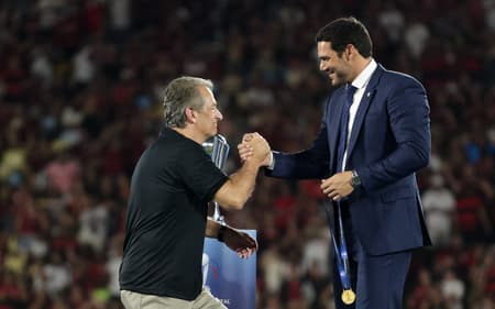 Bap, presidente do Flamengo, e Samir Xaud, da CBF (Foto: Adriano Fontes / Flamengo)