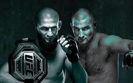 Card oficial do UFC 328, com Khamzat Chimaev e Sean Strickland (Foto: Divulgação/UFC)