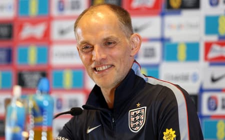 Treinador da Inglaterra, Thomas Tuchel concede coletiva de imprensa (Foto: Richard Pelham/Getty Images/AFP)