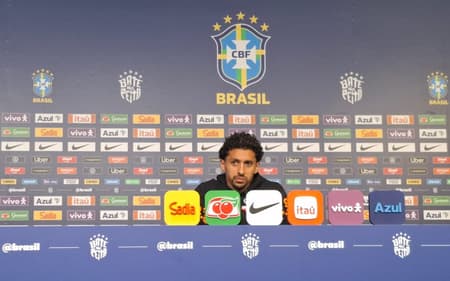 Marquinhos, durante coletiva da Seleção em Basking Ridge