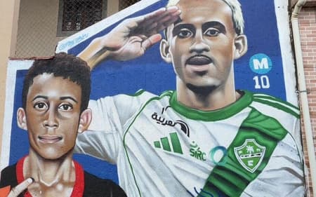 Pintura com as imagens de Matheus Gonçalves, ex-Flamengo (Foto: Divulgação)