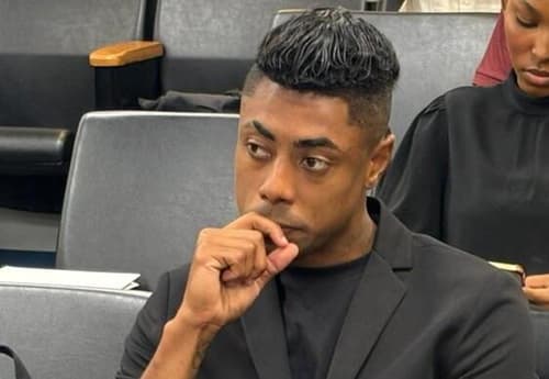 Bruno Henrique, do Flamengo, durante julgamento no STJD (Foto: Lucas Bayer/Lance!)