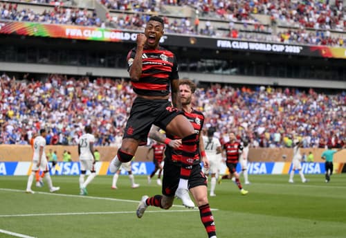 Bruno Henrique comemora gol do Flamengo contra o Chelsea (Foto: David Ramos/Getty Images/AFP (Photo by David Ramos / GETTY IMAGES NORTH AMERICA / Getty Images via AFP)
