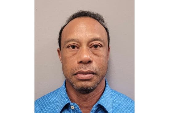 Esta foto divulgada em 27 de março de 2026 pelo Gabinete do Xerife do Condado de Martin mostra a ficha policial do golfista americano Tiger Woods, 50, preso em Jupiter Island, Flórida Foto: Handout/florida department of corrections/AFP)