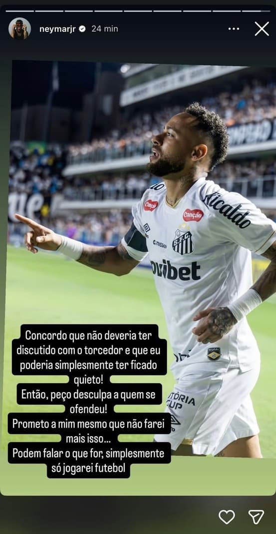 Neymar em post no Instagram