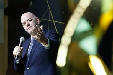 Infantino durante lançamento do Tour do Troféu do Mundial de Clubes 2025