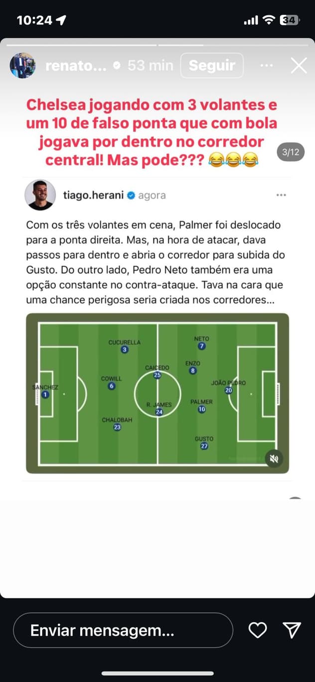 Ex técnico do Botafogo usa post de Tiago Herani para alfinetar John Textor (Foto: Reprodução)