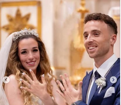 Diogo Jota e sua esposa no casamento (Foto: Reprodução redes sociais)