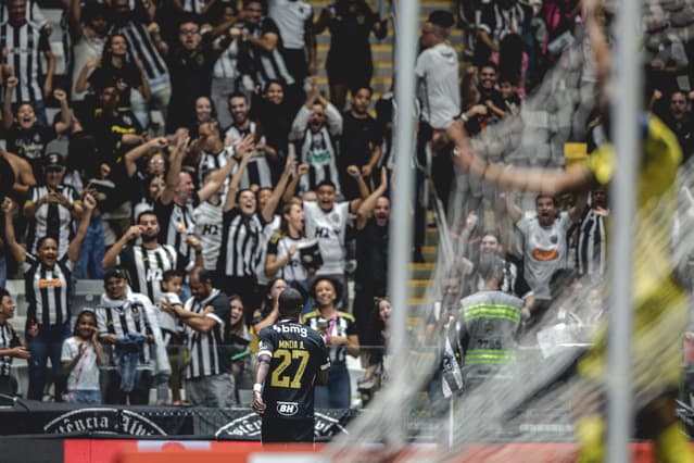 Minda comemora gol em Atlético x Mirassol (Foto: Pedro Souza / Atlético)
