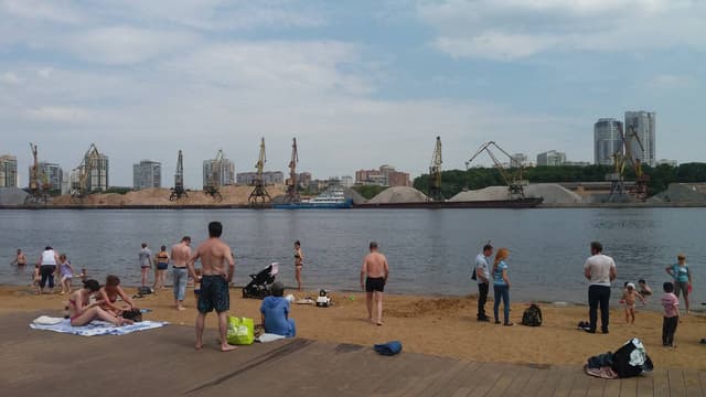 Uma "praia" para os russos no parque